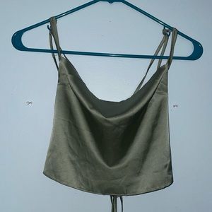 NWOT Forever21 lace up open back silk tank top